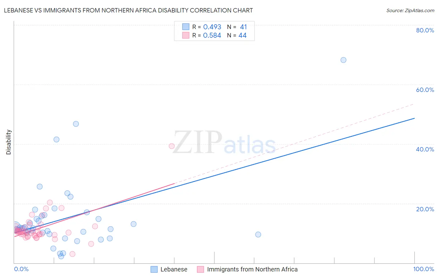 Lebanese vs Immigrants from Northern Africa Disability