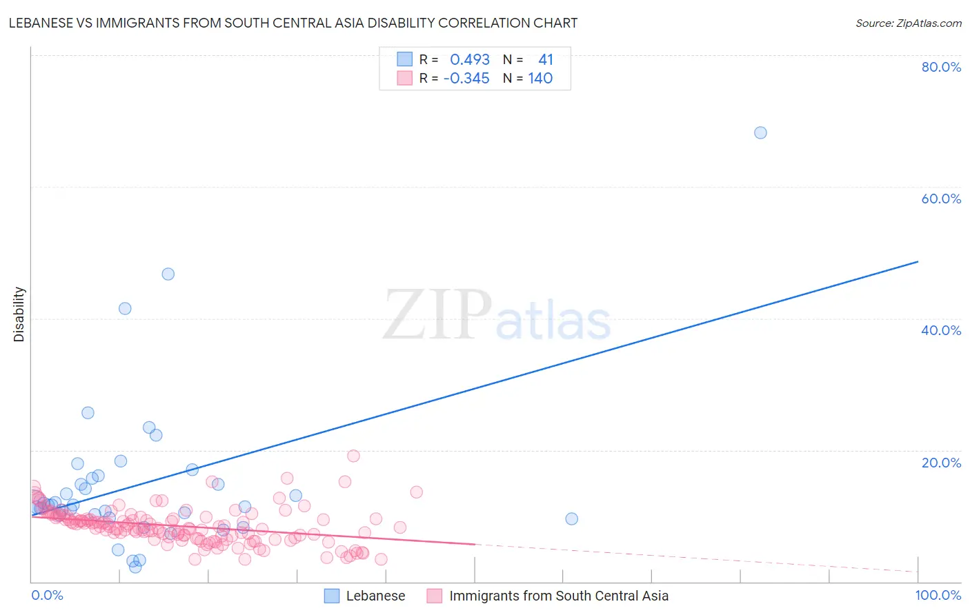 Lebanese vs Immigrants from South Central Asia Disability