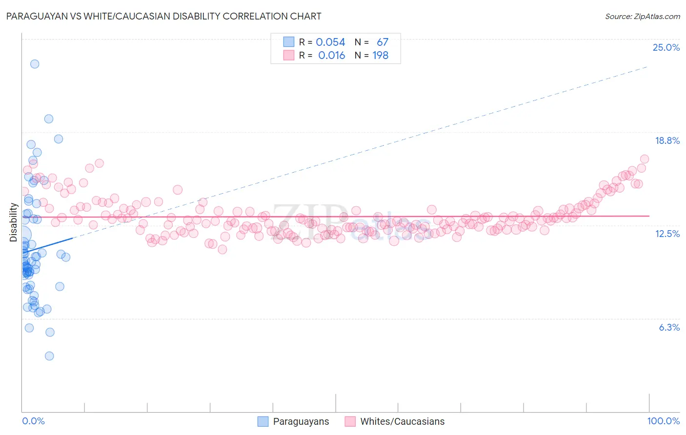 Paraguayan vs White/Caucasian Disability