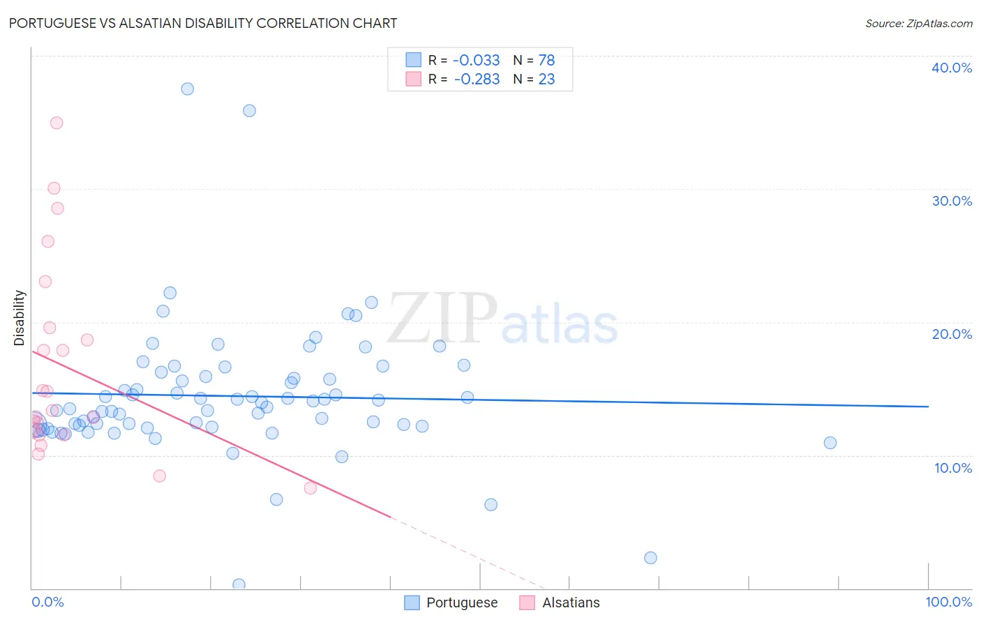 Portuguese vs Alsatian Disability