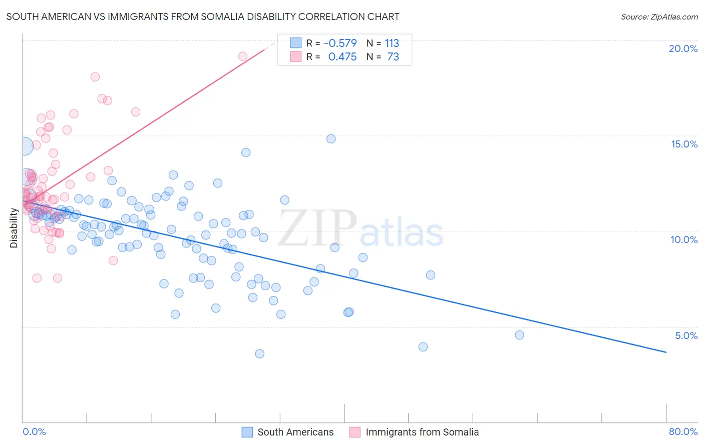South American vs Immigrants from Somalia Disability