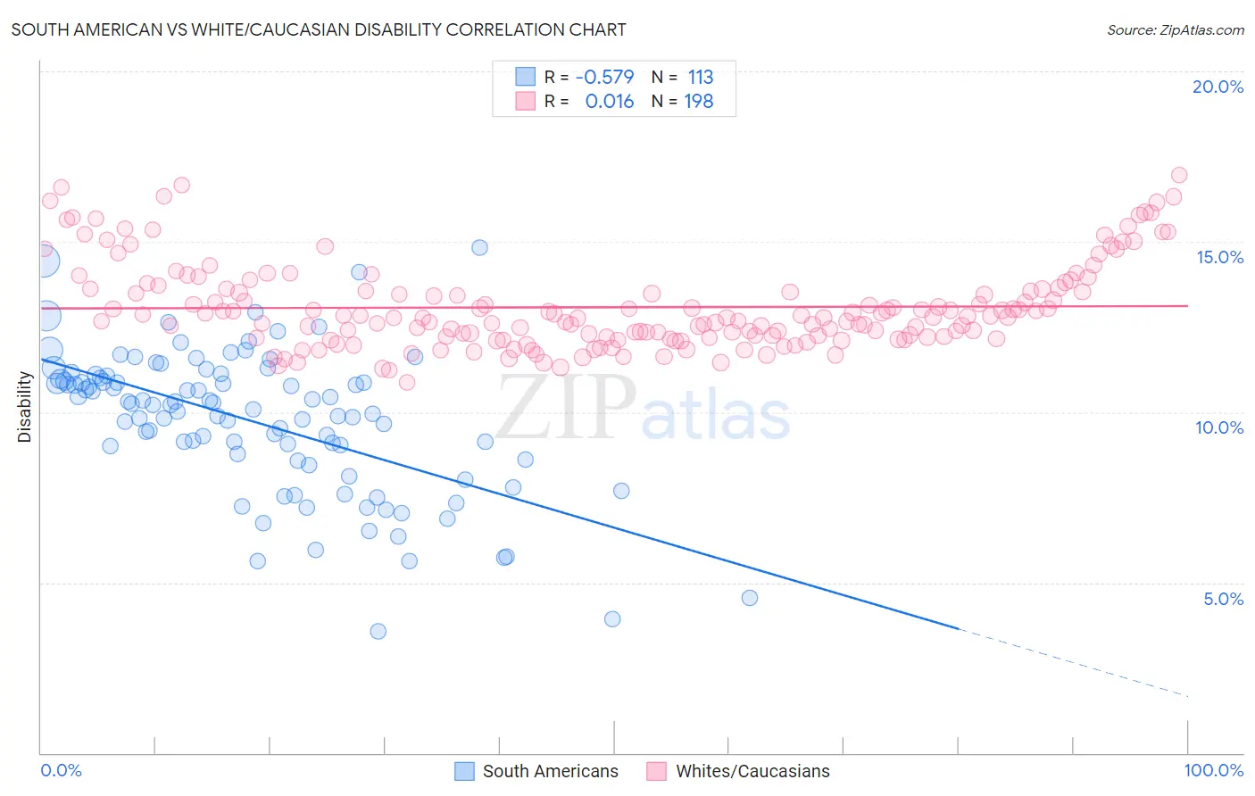 South American vs White/Caucasian Disability