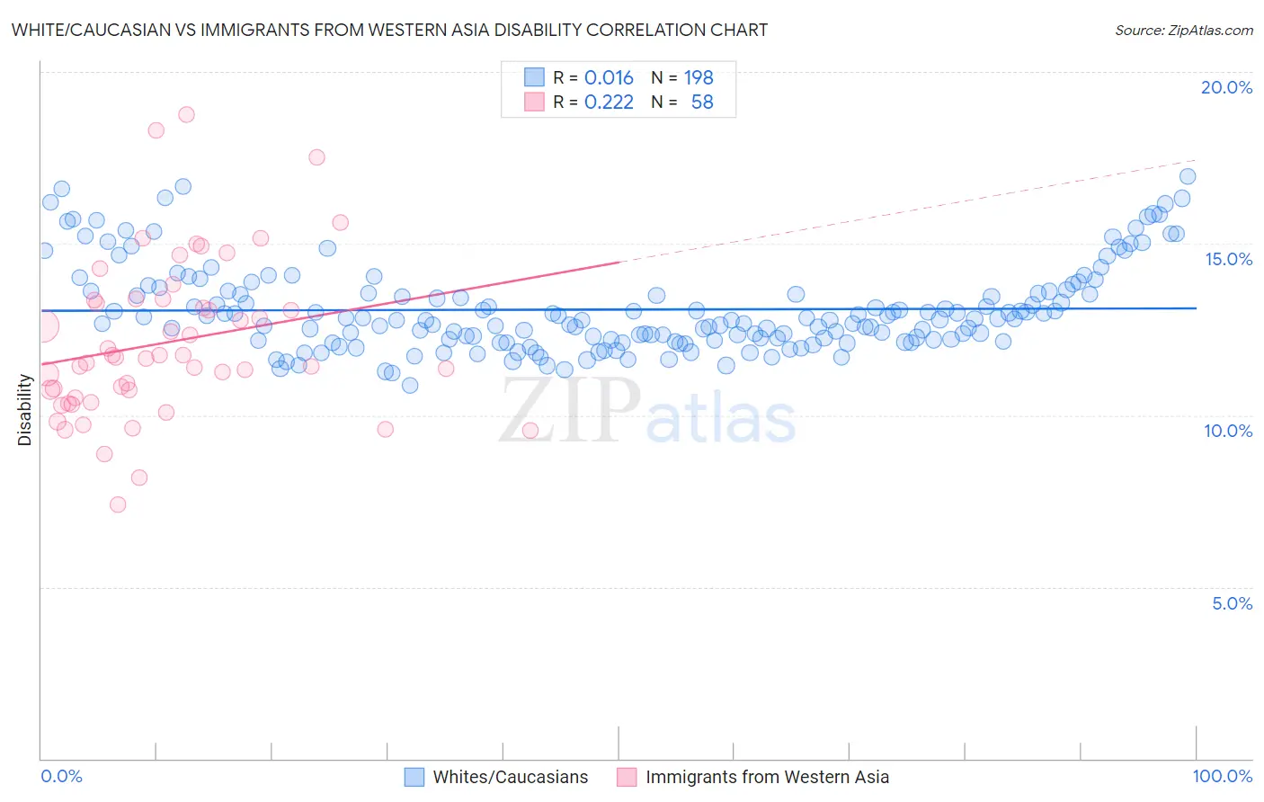 White/Caucasian vs Immigrants from Western Asia Disability