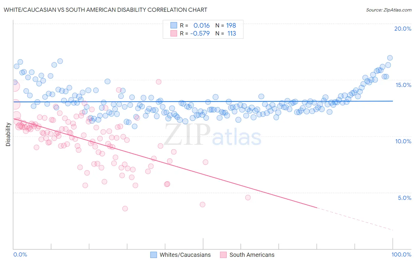 White/Caucasian vs South American Disability