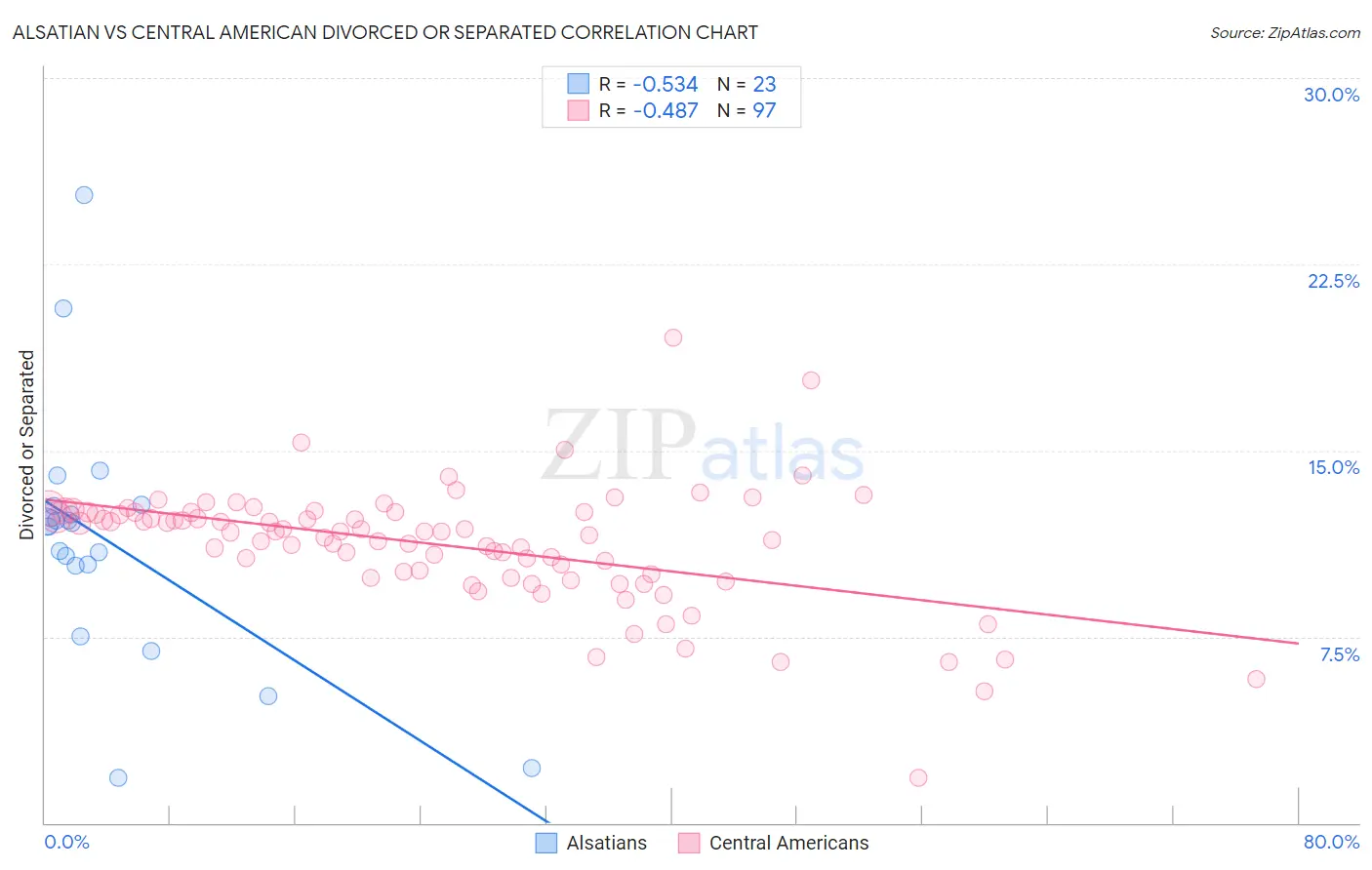 Alsatian vs Central American Divorced or Separated