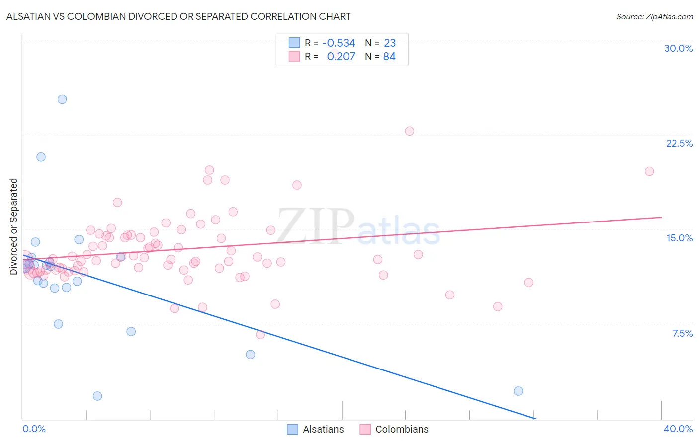 Alsatian vs Colombian Divorced or Separated