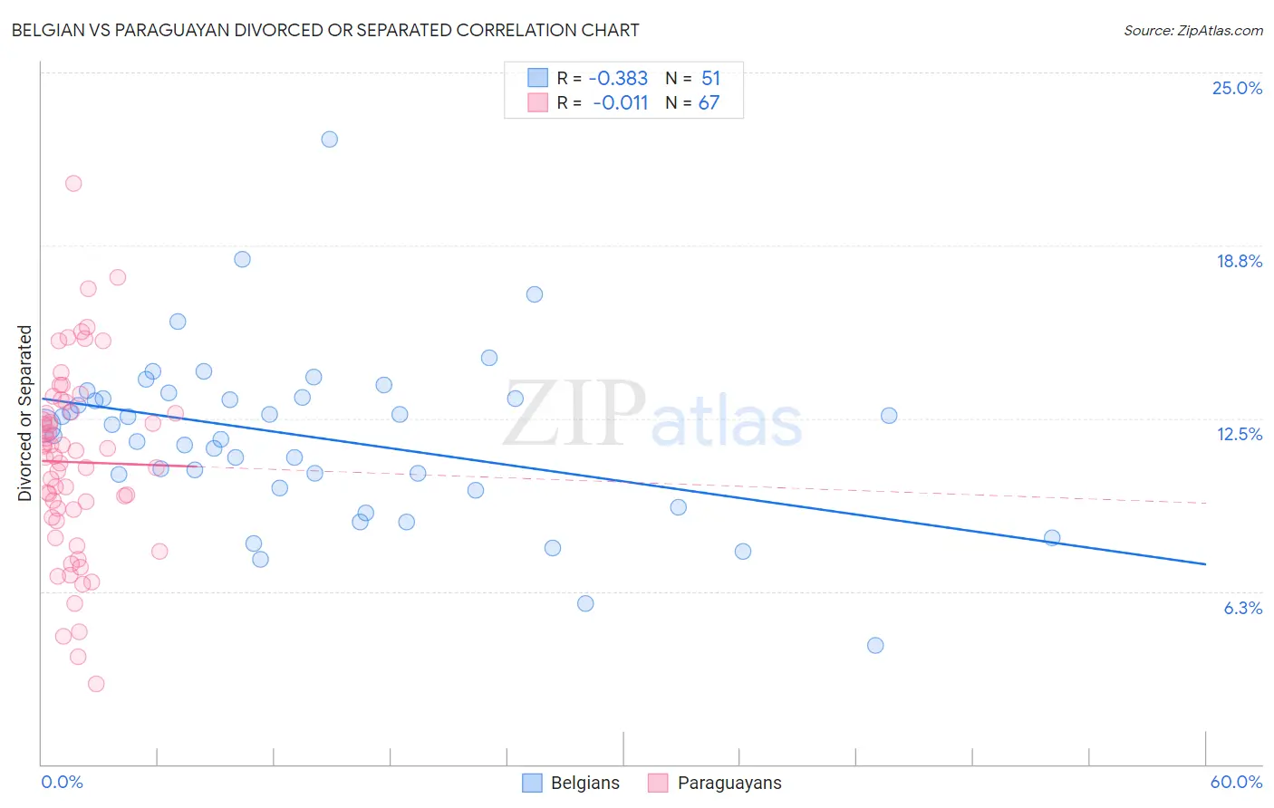 Belgian vs Paraguayan Divorced or Separated