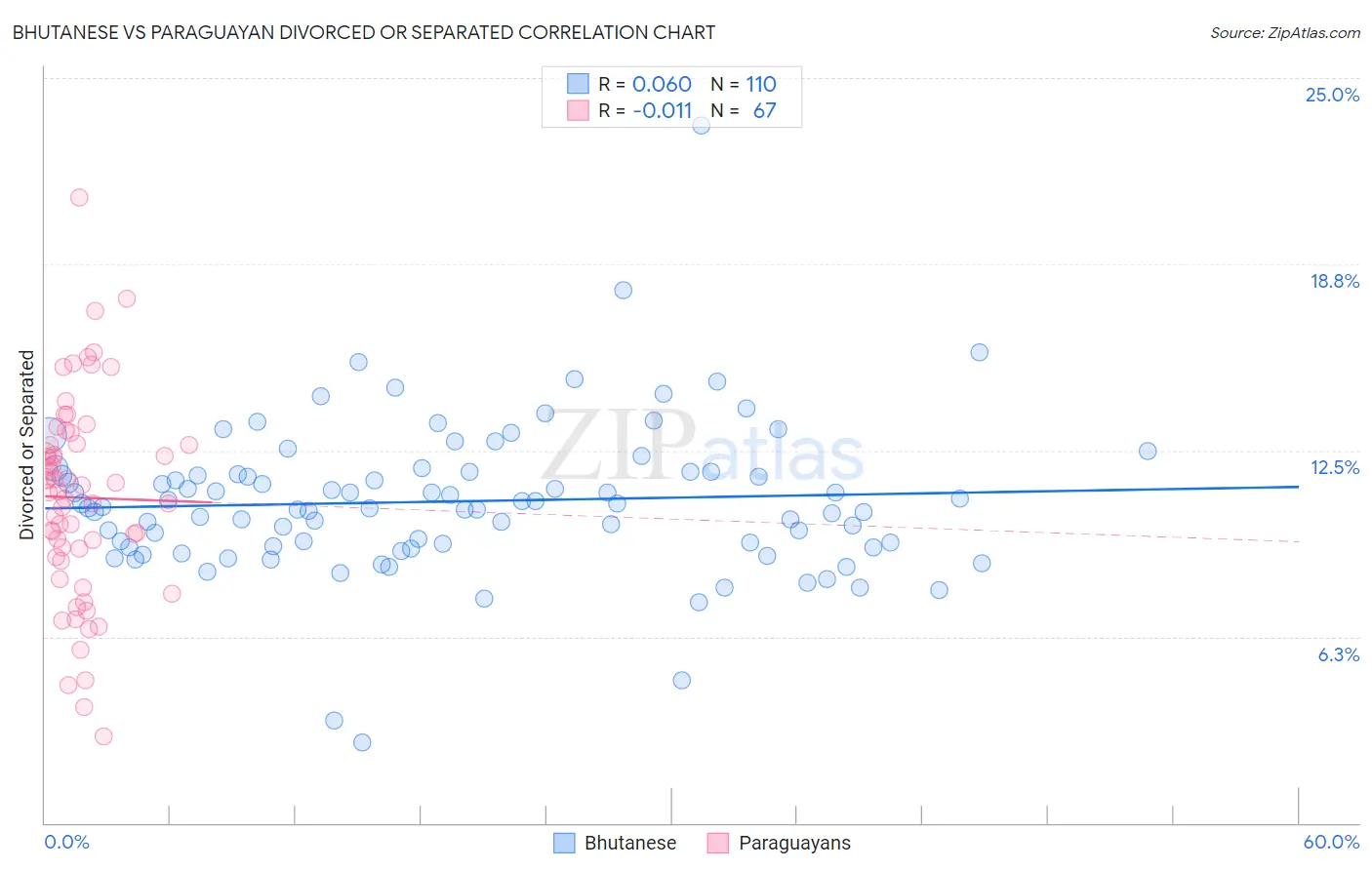 Bhutanese vs Paraguayan Divorced or Separated