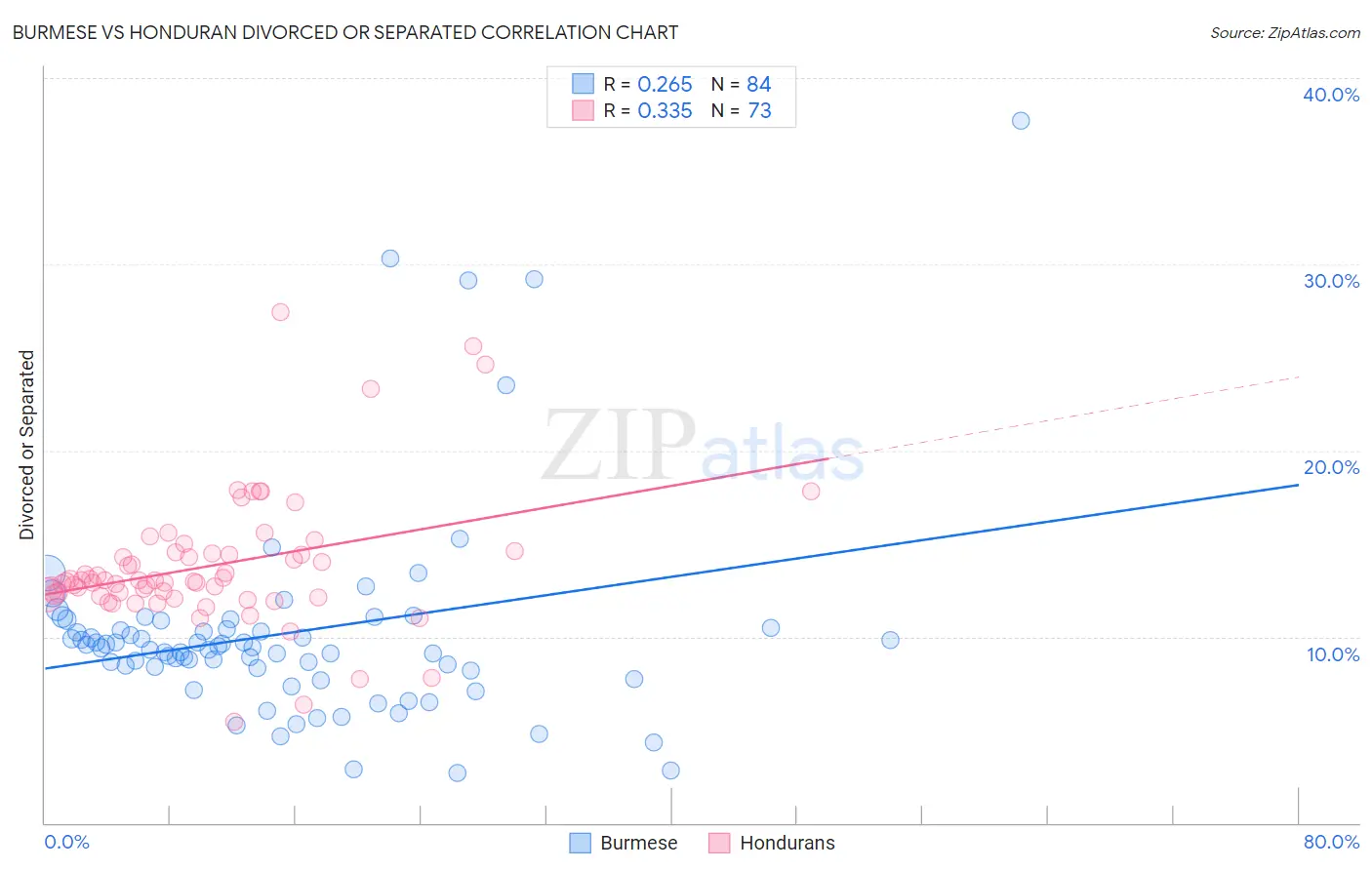 Burmese vs Honduran Divorced or Separated