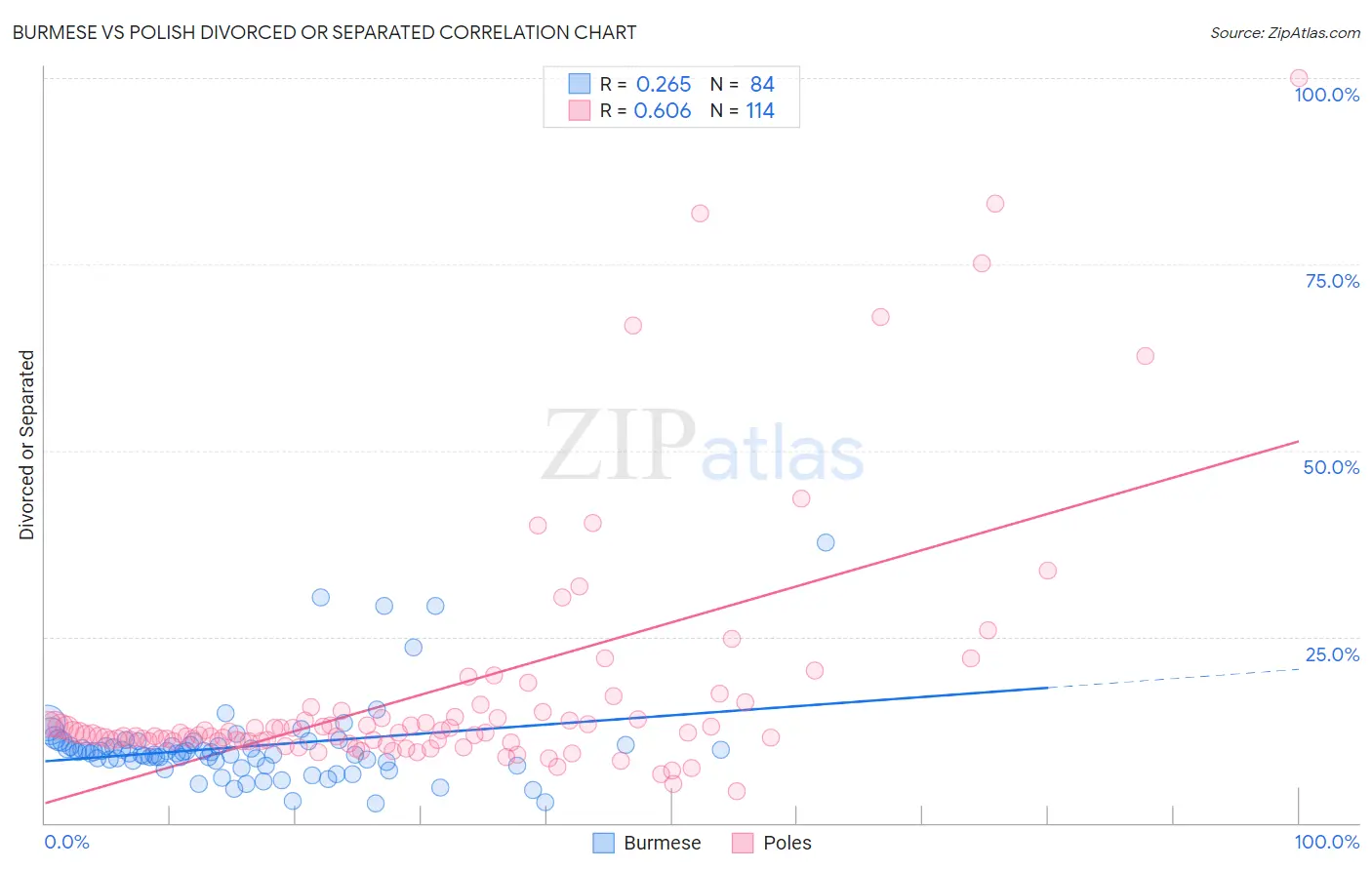 Burmese vs Polish Divorced or Separated