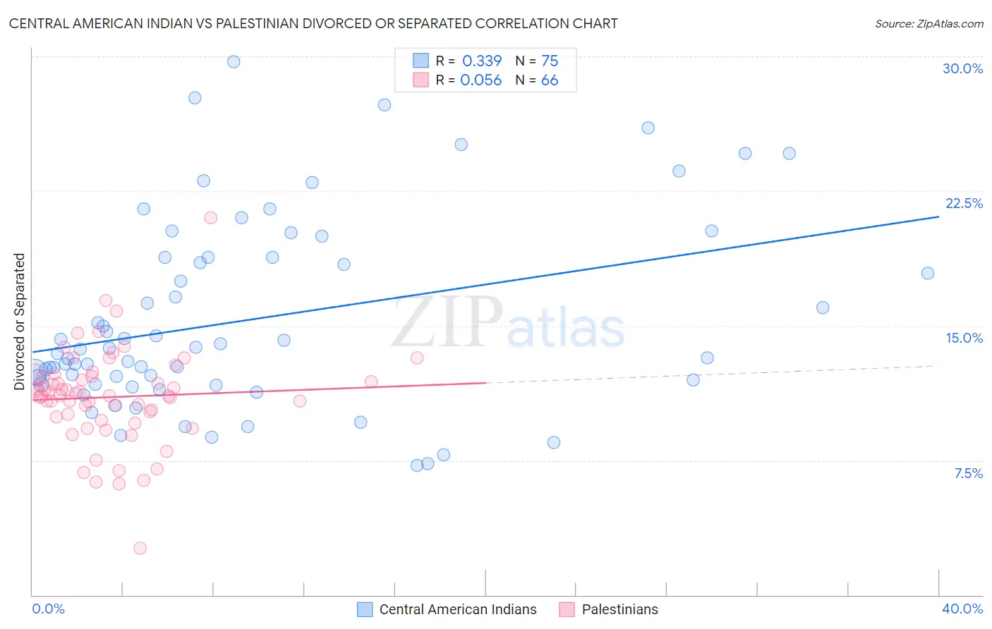 Central American Indian vs Palestinian Divorced or Separated