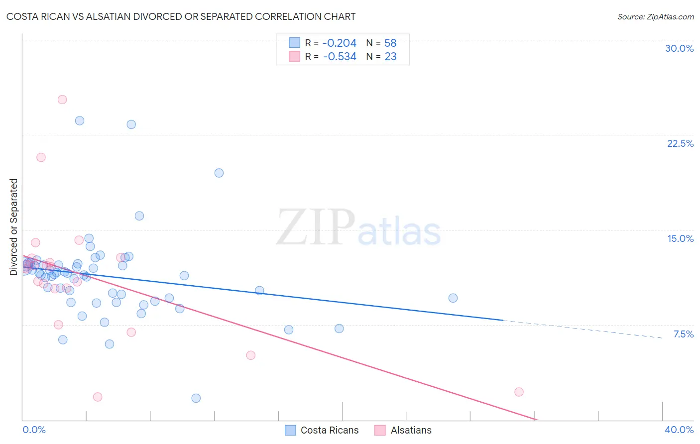 Costa Rican vs Alsatian Divorced or Separated