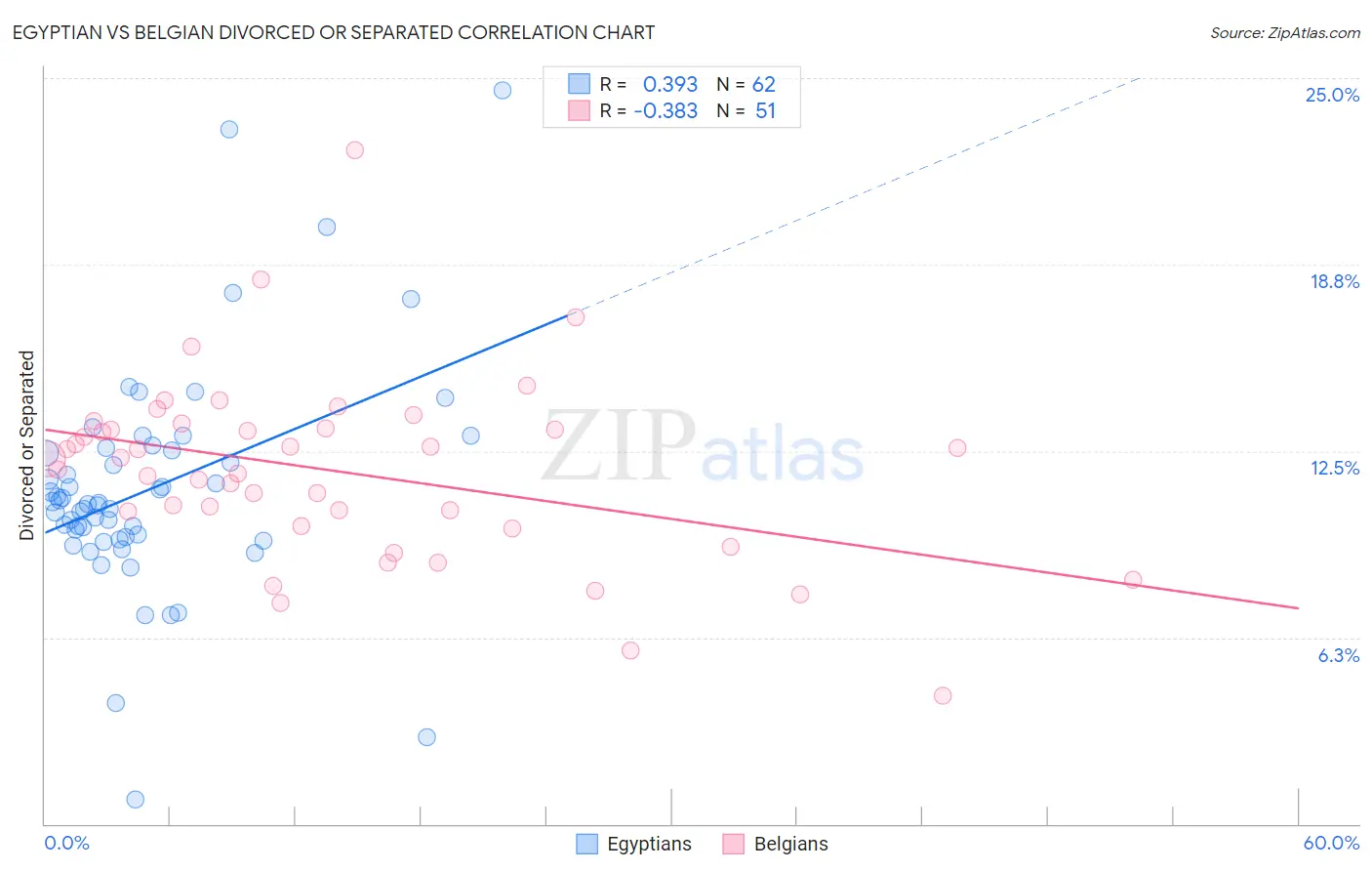 Egyptian vs Belgian Divorced or Separated