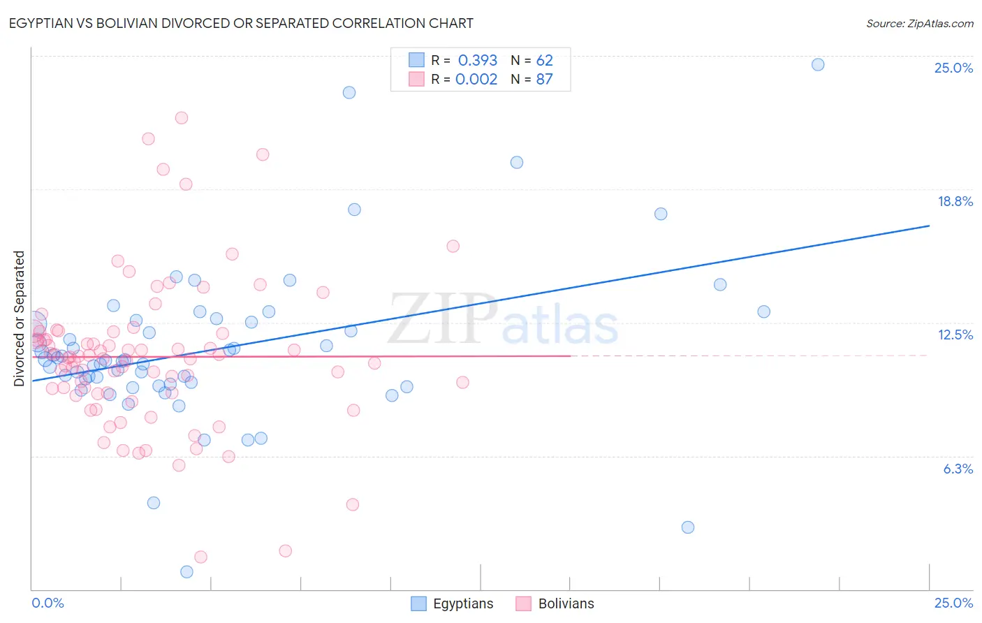 Egyptian vs Bolivian Divorced or Separated