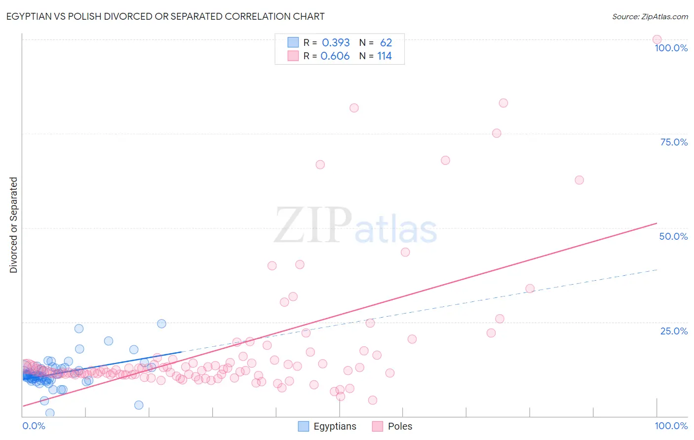 Egyptian vs Polish Divorced or Separated