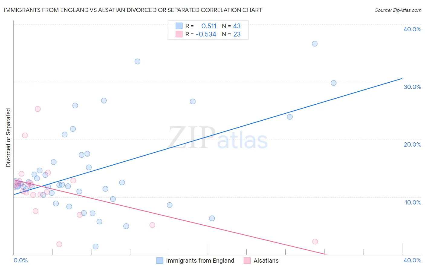 Immigrants from England vs Alsatian Divorced or Separated