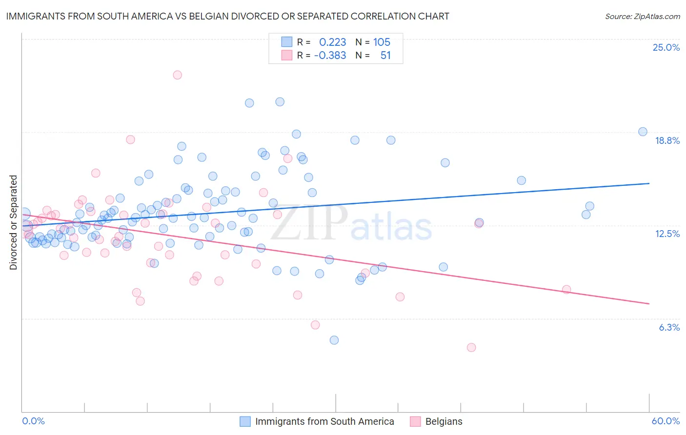 Immigrants from South America vs Belgian Divorced or Separated