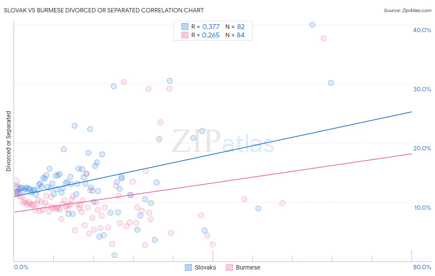 Slovak vs Burmese Divorced or Separated