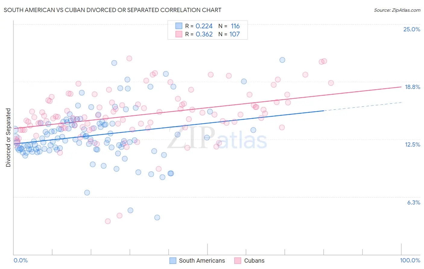 South American vs Cuban Divorced or Separated