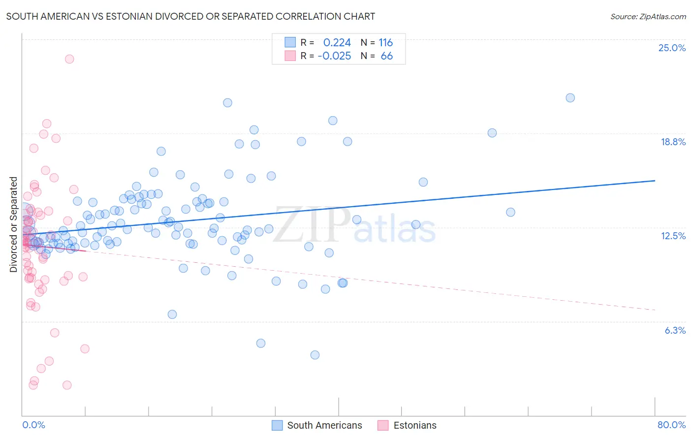 South American vs Estonian Divorced or Separated