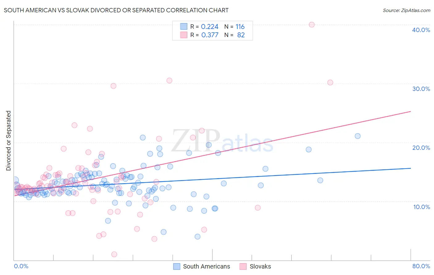 South American vs Slovak Divorced or Separated