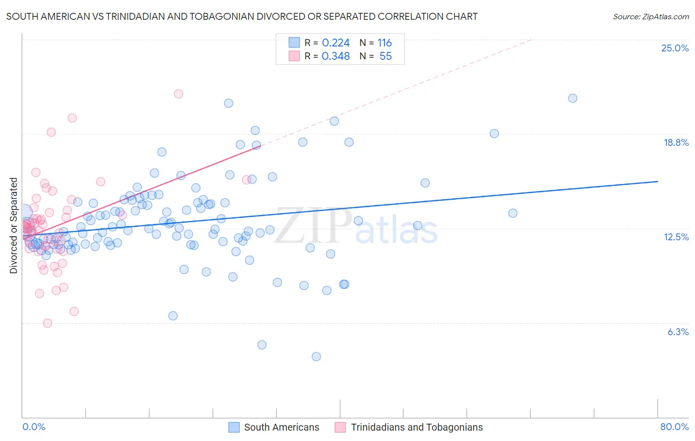 South American vs Trinidadian and Tobagonian Divorced or Separated