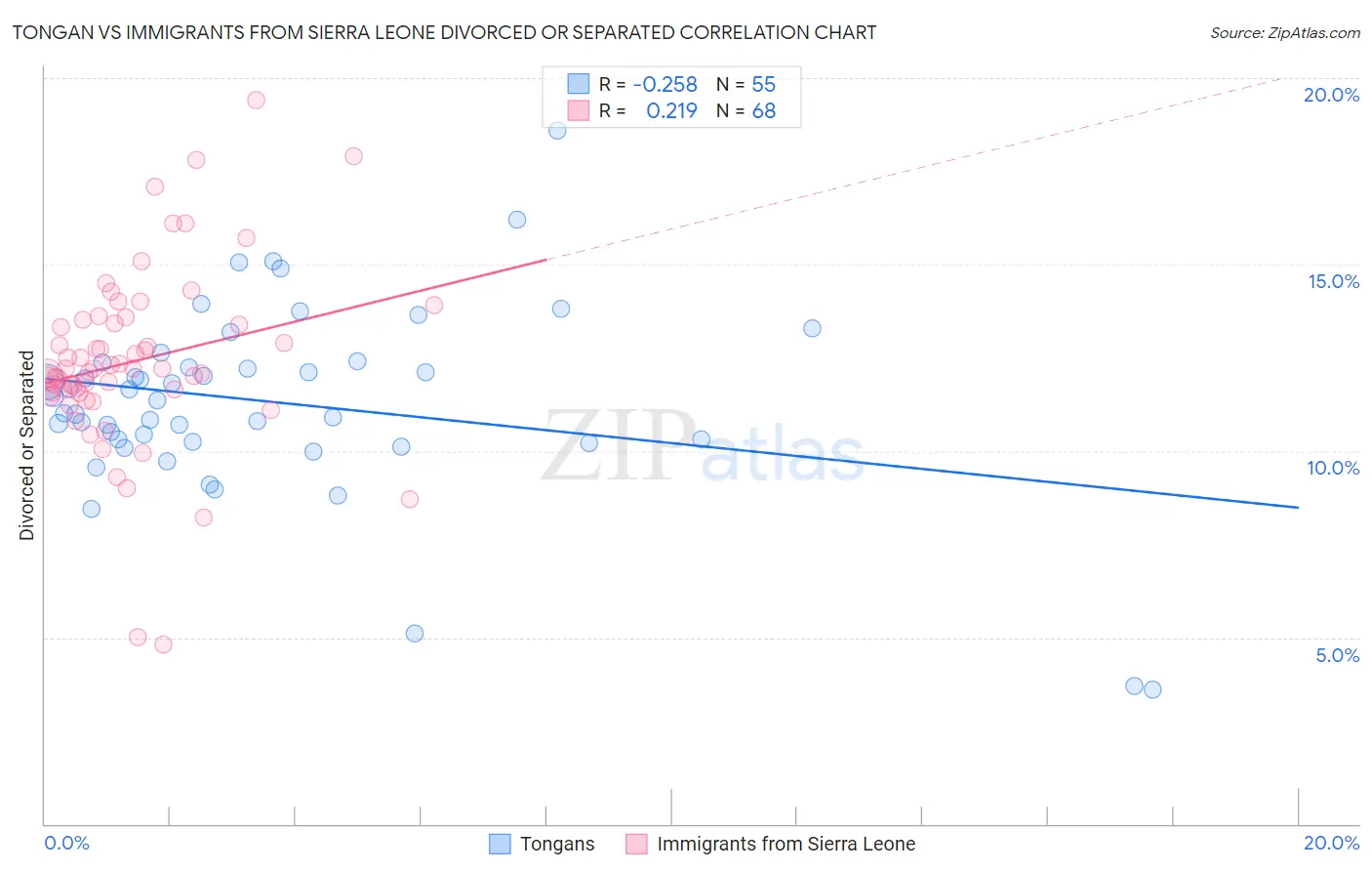 Tongan vs Immigrants from Sierra Leone Divorced or Separated