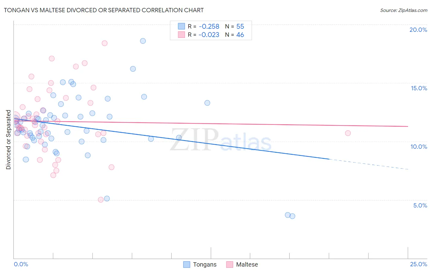 Tongan vs Maltese Divorced or Separated