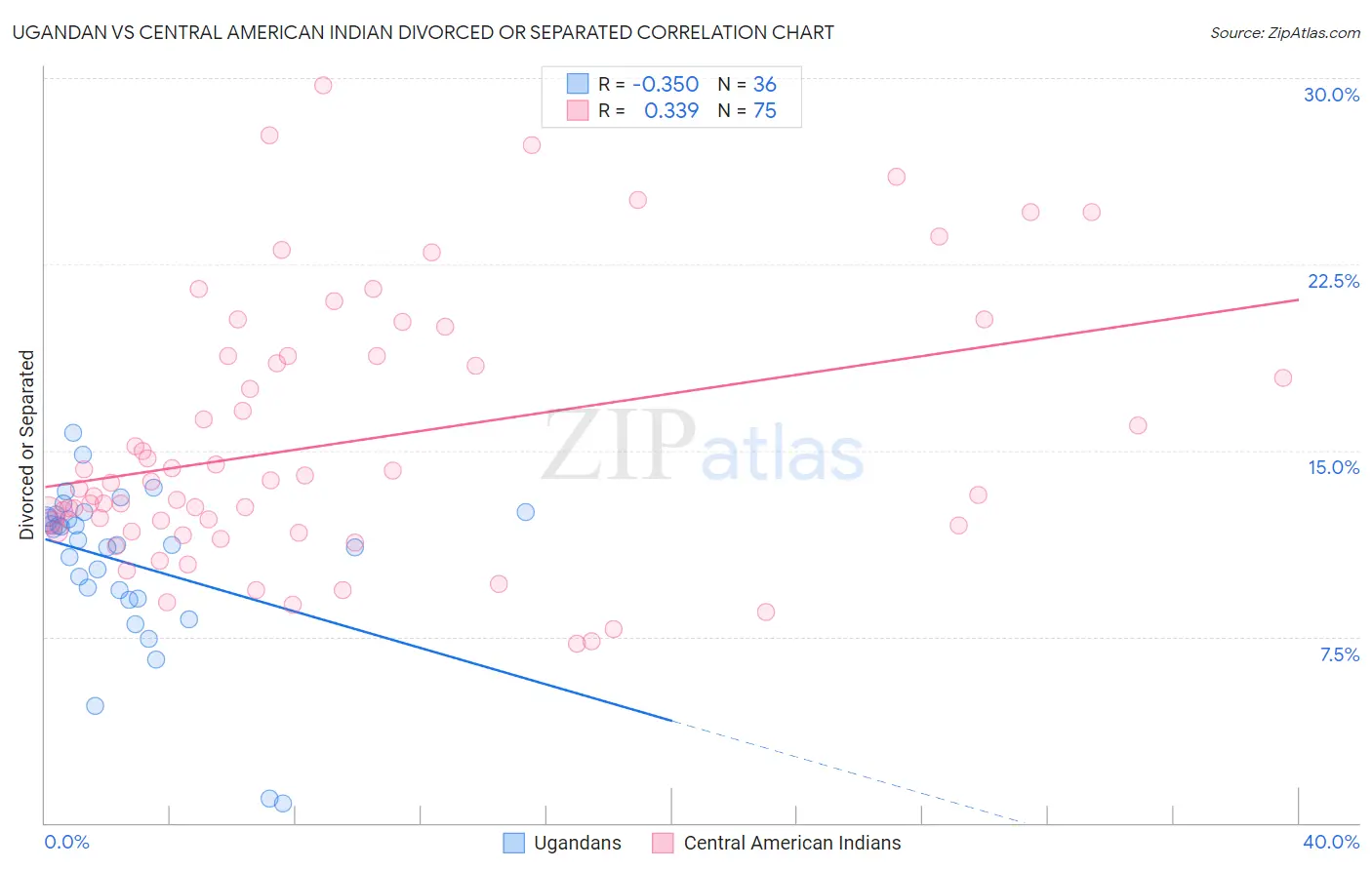 Ugandan vs Central American Indian Divorced or Separated