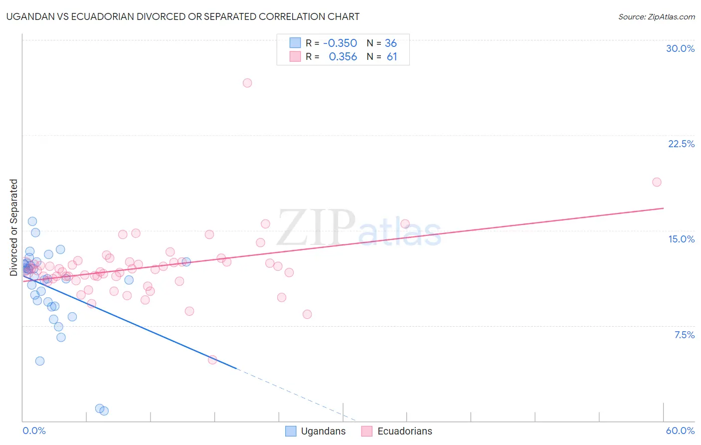 Ugandan vs Ecuadorian Divorced or Separated