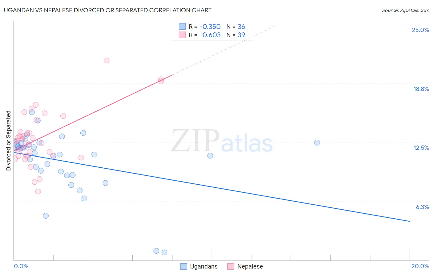 Ugandan vs Nepalese Divorced or Separated