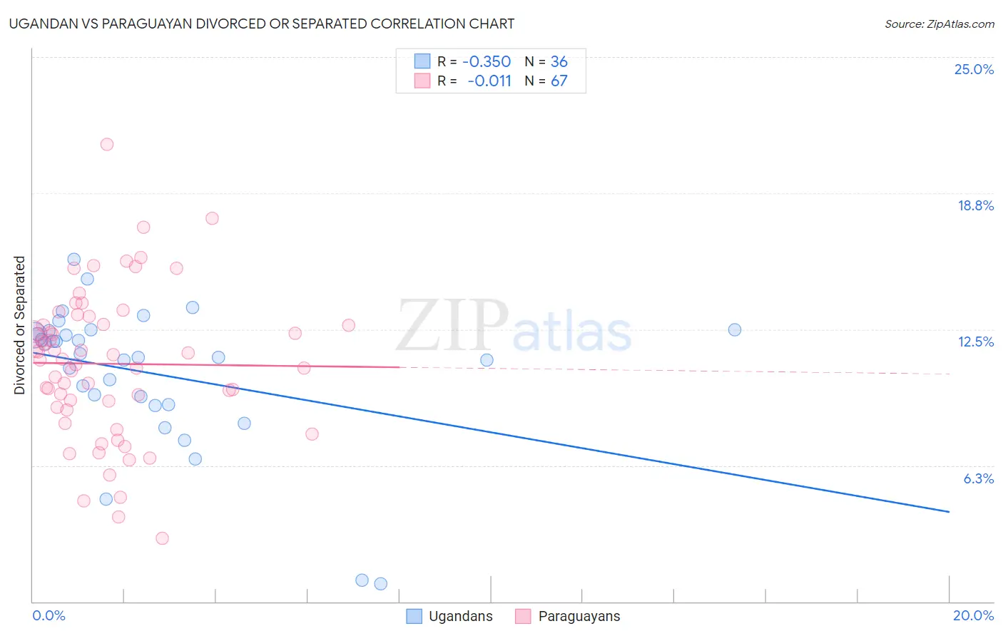 Ugandan vs Paraguayan Divorced or Separated