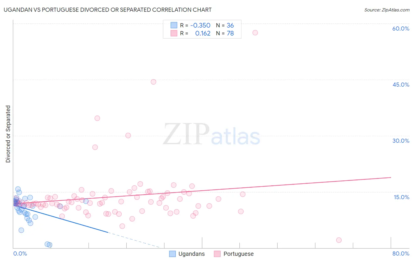Ugandan vs Portuguese Divorced or Separated