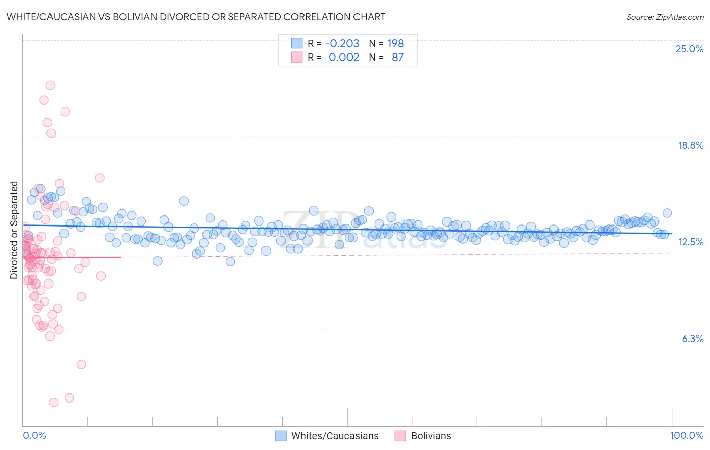 White/Caucasian vs Bolivian Divorced or Separated