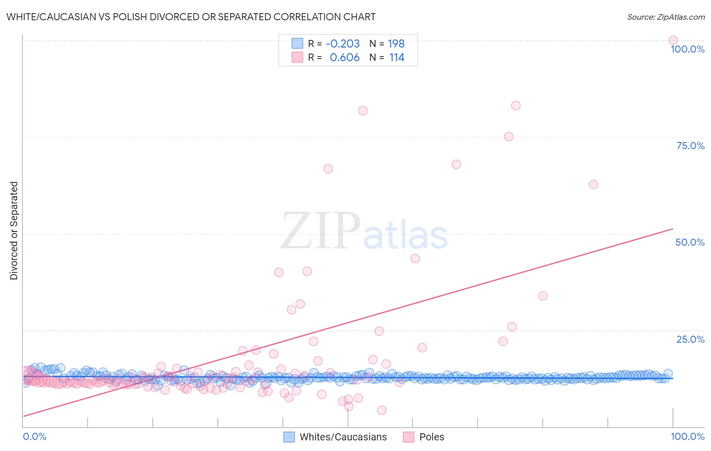 White/Caucasian vs Polish Divorced or Separated