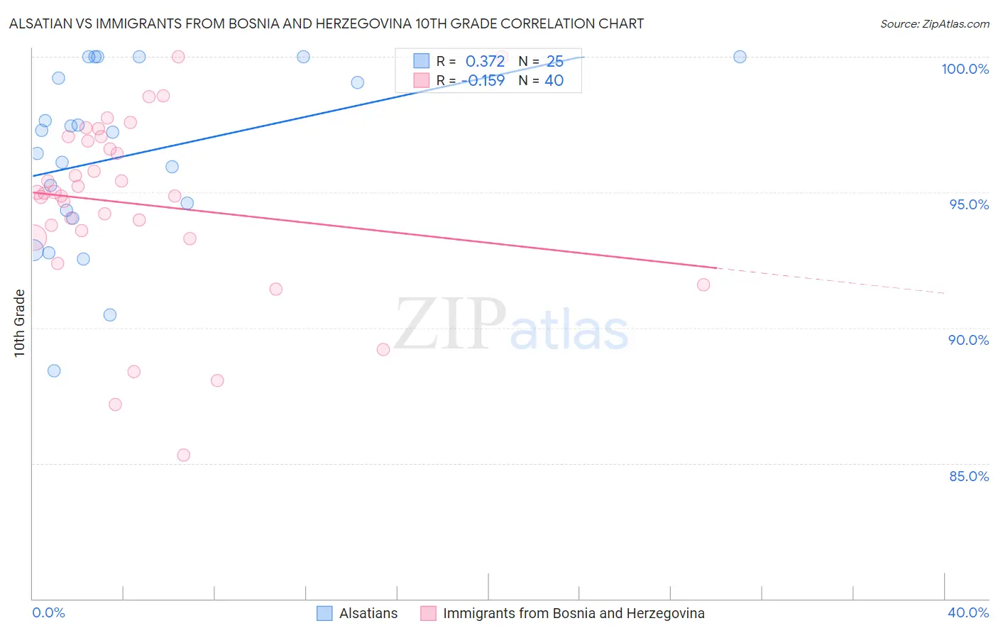 Alsatian vs Immigrants from Bosnia and Herzegovina 10th Grade