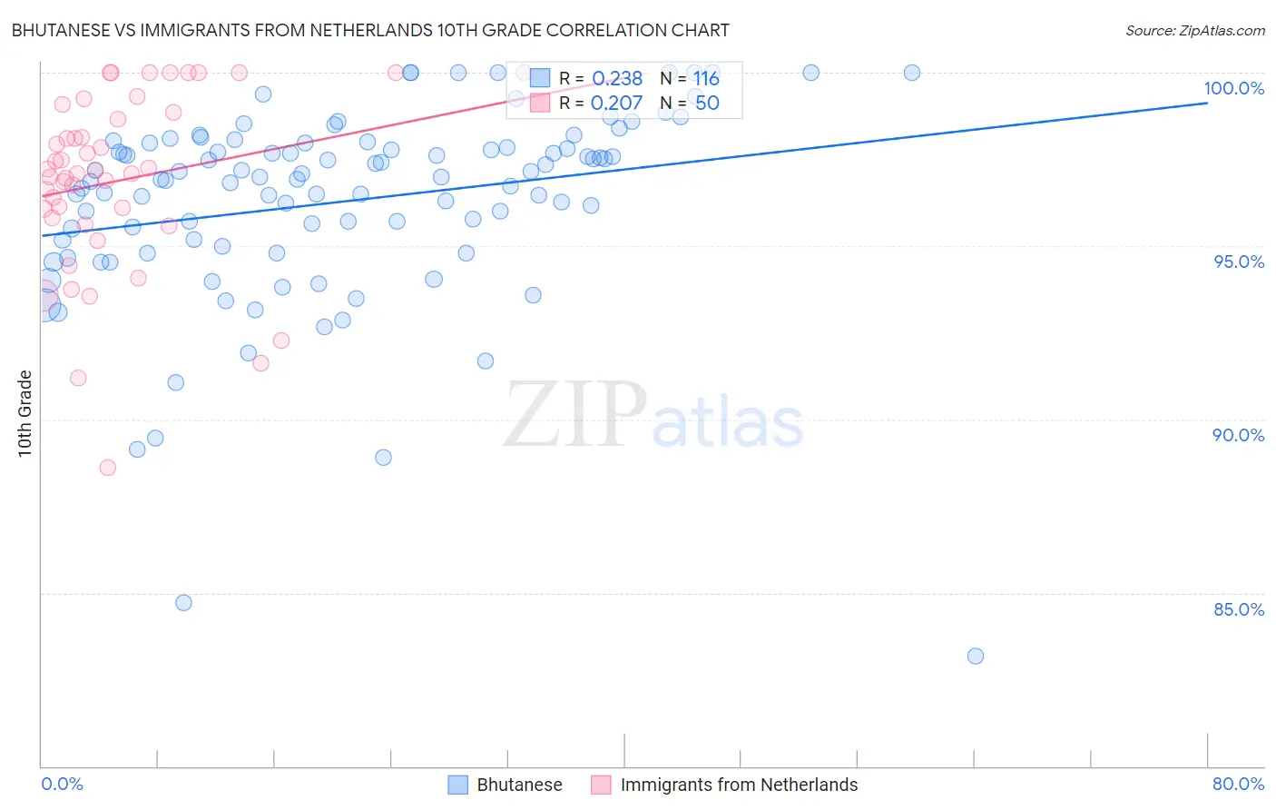 Bhutanese vs Immigrants from Netherlands 10th Grade