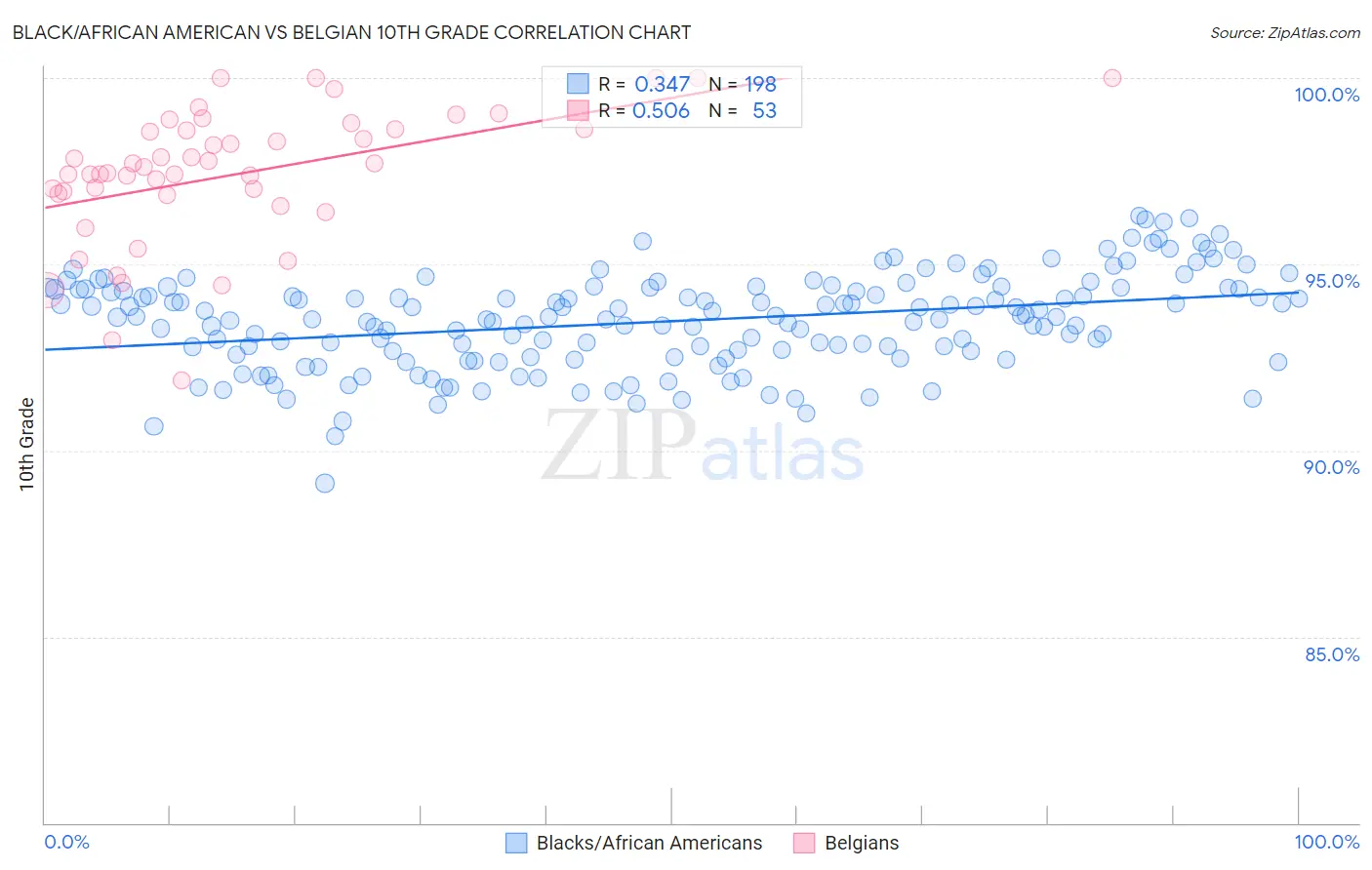 Black/African American vs Belgian 10th Grade