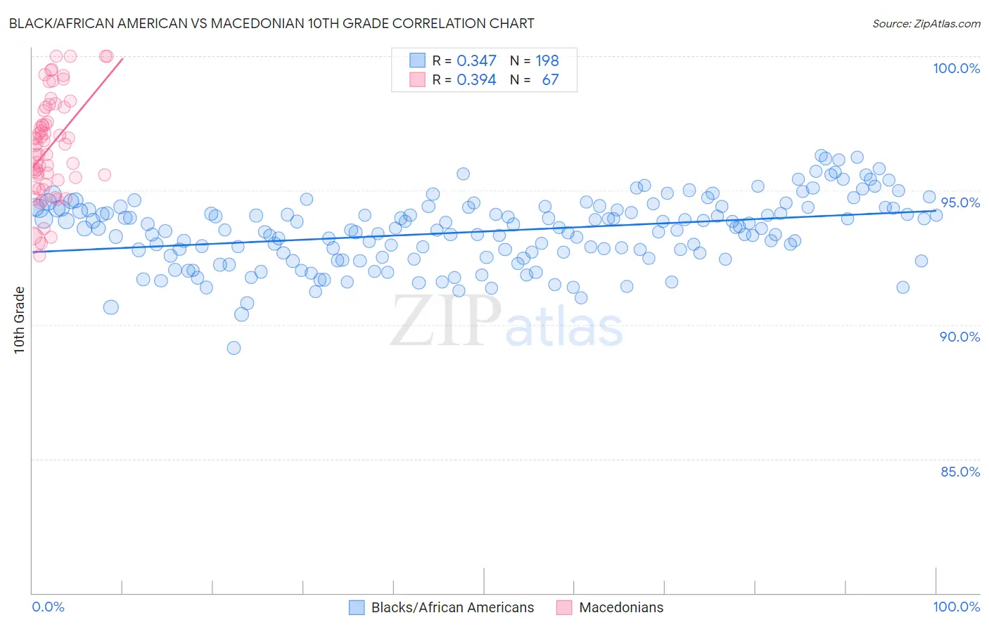 Black/African American vs Macedonian 10th Grade