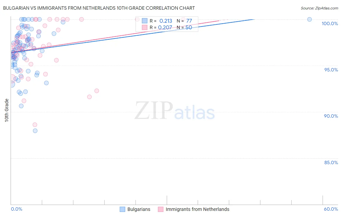 Bulgarian vs Immigrants from Netherlands 10th Grade
