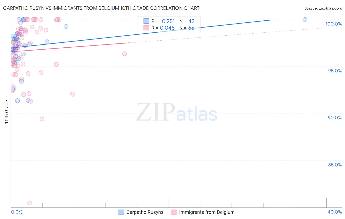 Carpatho Rusyn vs Immigrants from Belgium 10th Grade