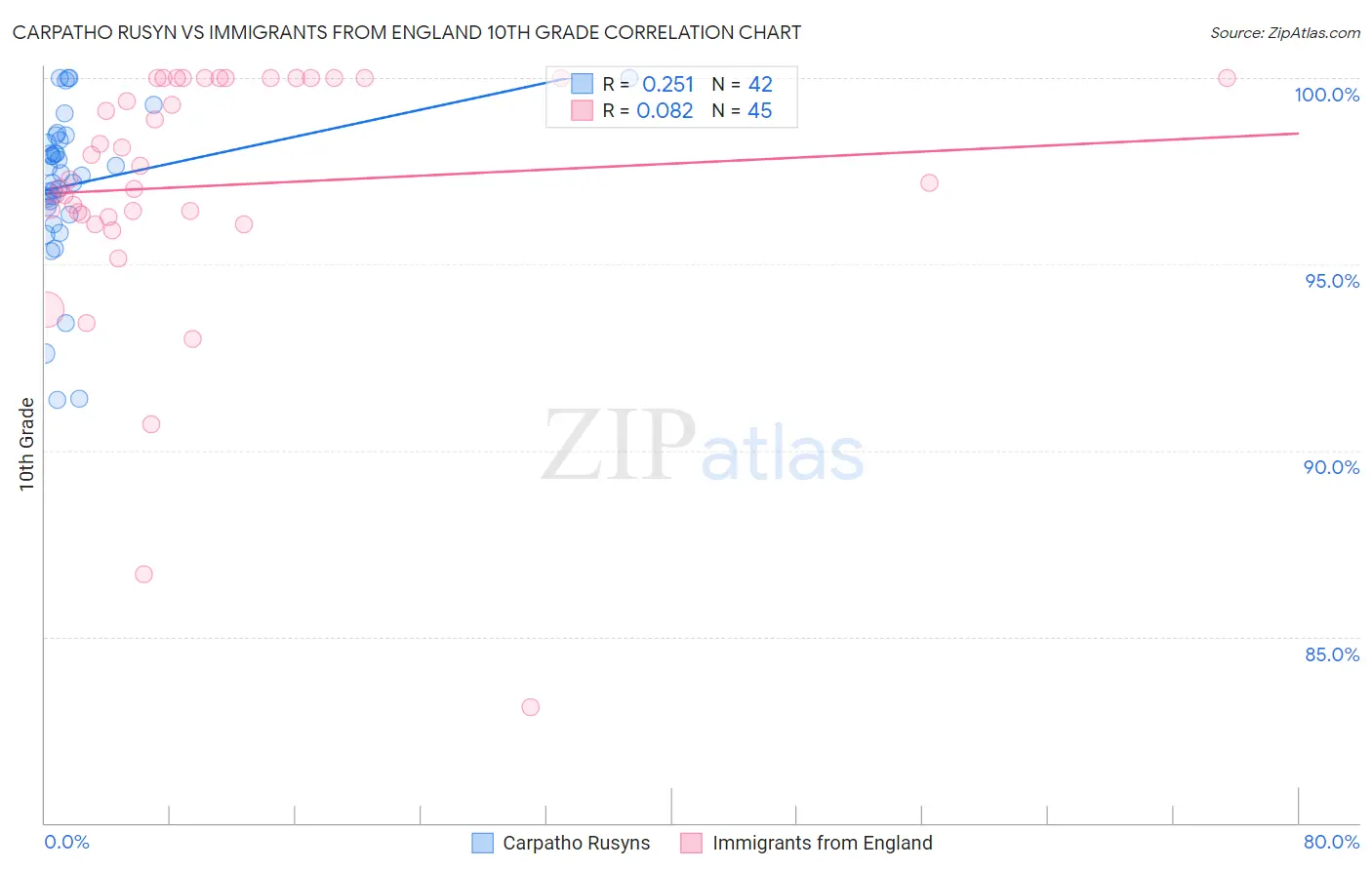 Carpatho Rusyn vs Immigrants from England 10th Grade