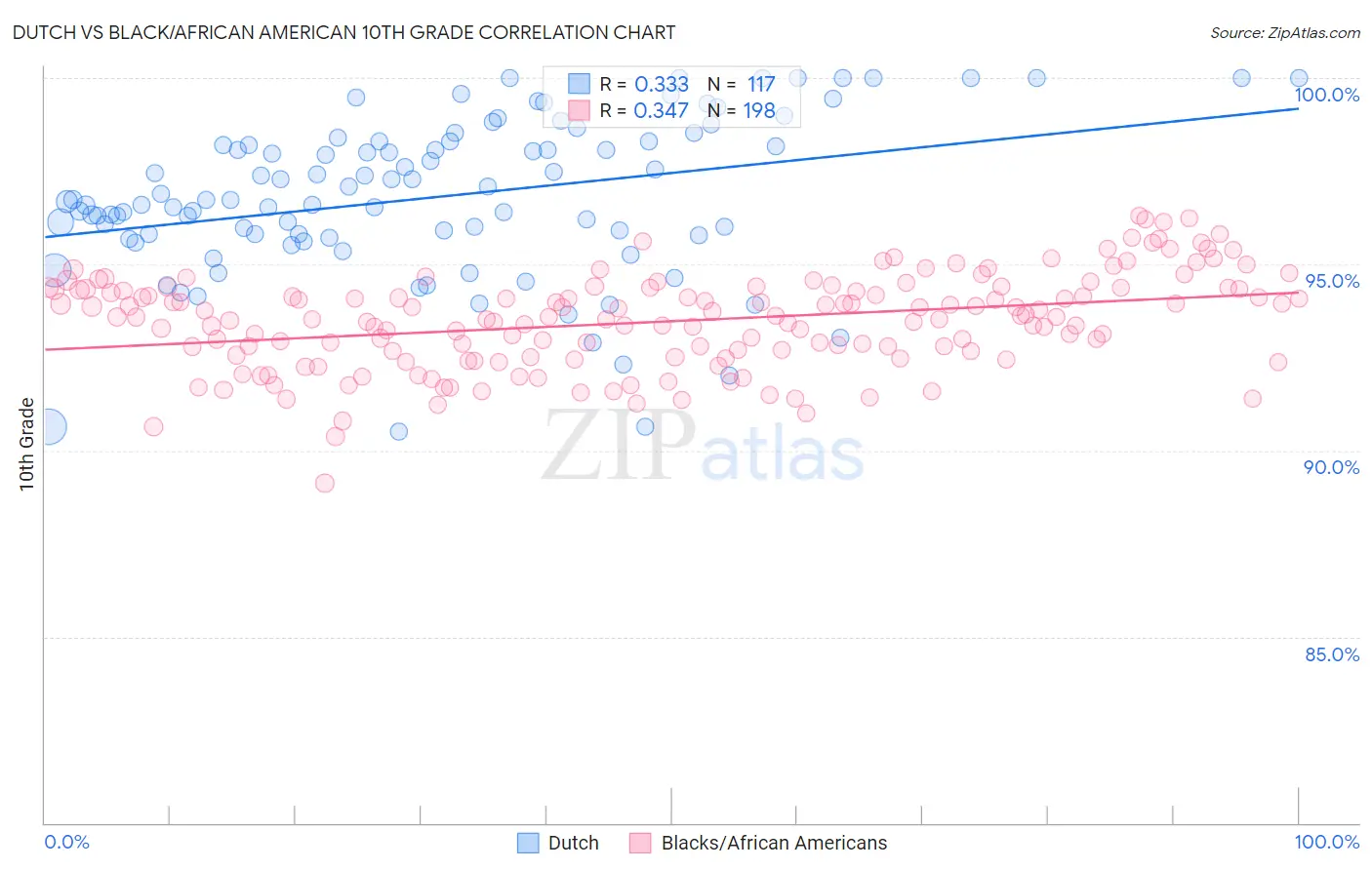 Dutch vs Black/African American 10th Grade