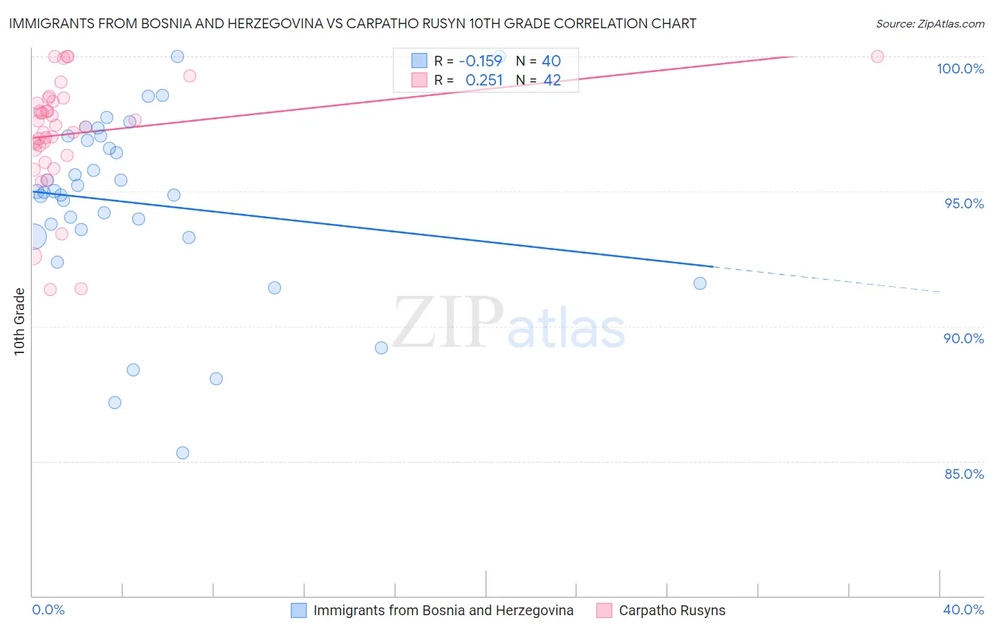 Immigrants from Bosnia and Herzegovina vs Carpatho Rusyn 10th Grade