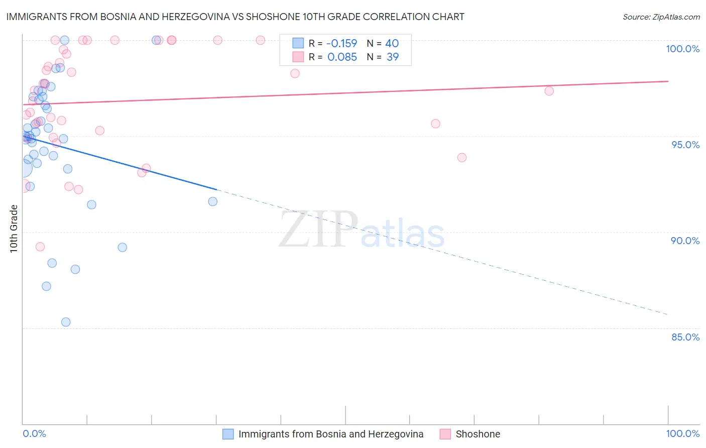 Immigrants from Bosnia and Herzegovina vs Shoshone 10th Grade