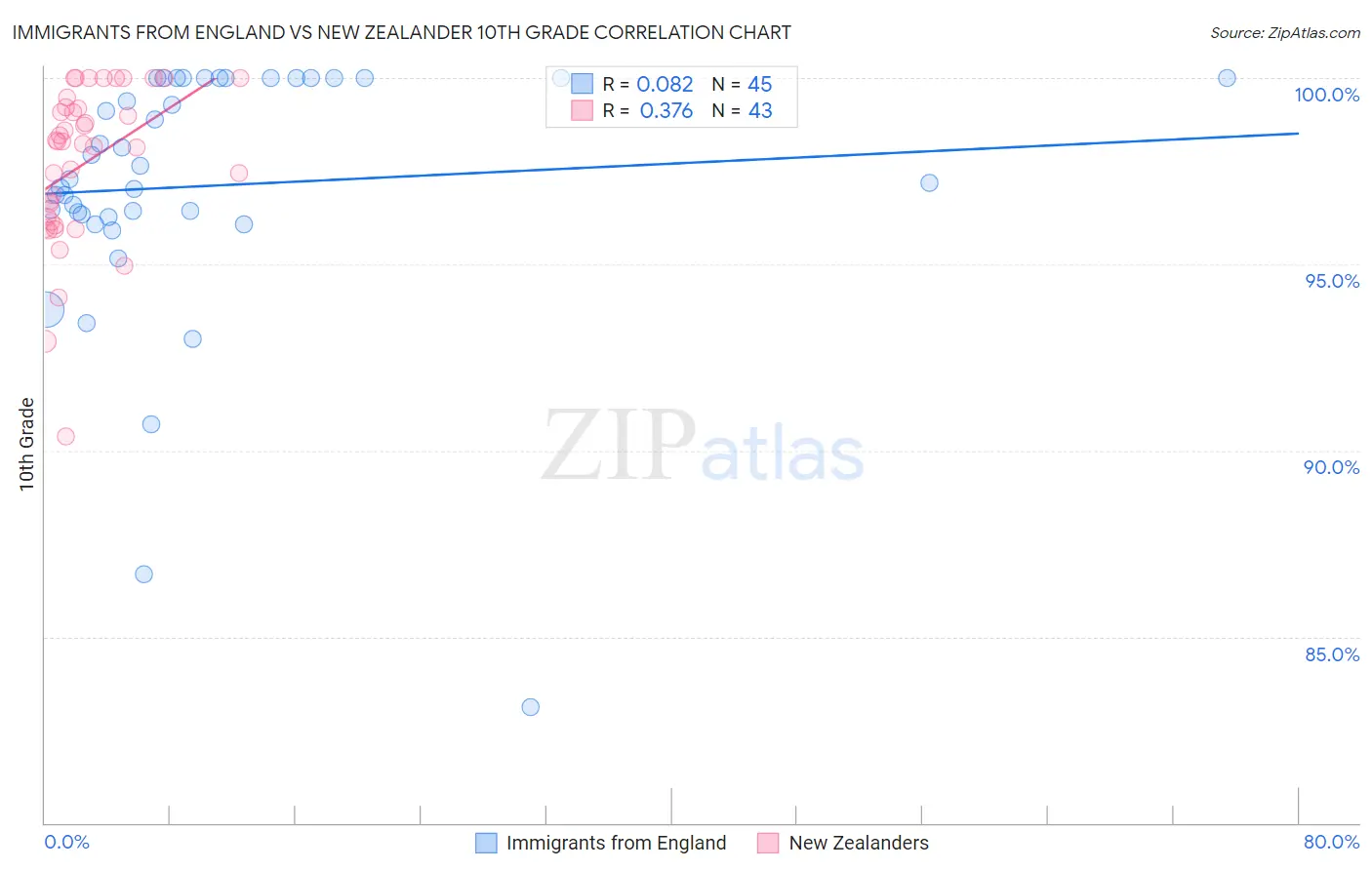 Immigrants from England vs New Zealander 10th Grade