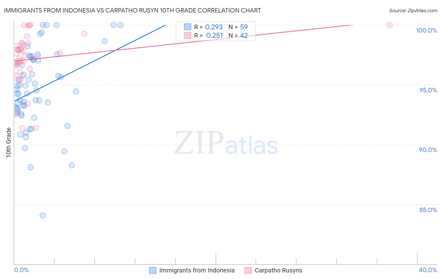 Immigrants from Indonesia vs Carpatho Rusyn 10th Grade