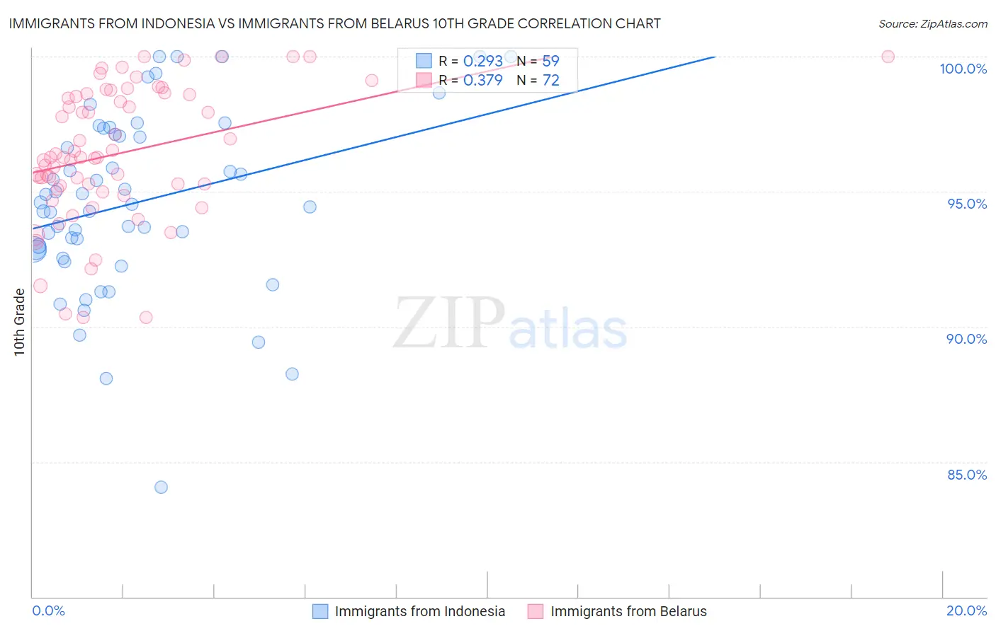 Immigrants from Indonesia vs Immigrants from Belarus 10th Grade