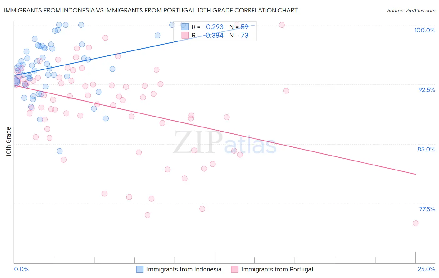 Immigrants from Indonesia vs Immigrants from Portugal 10th Grade