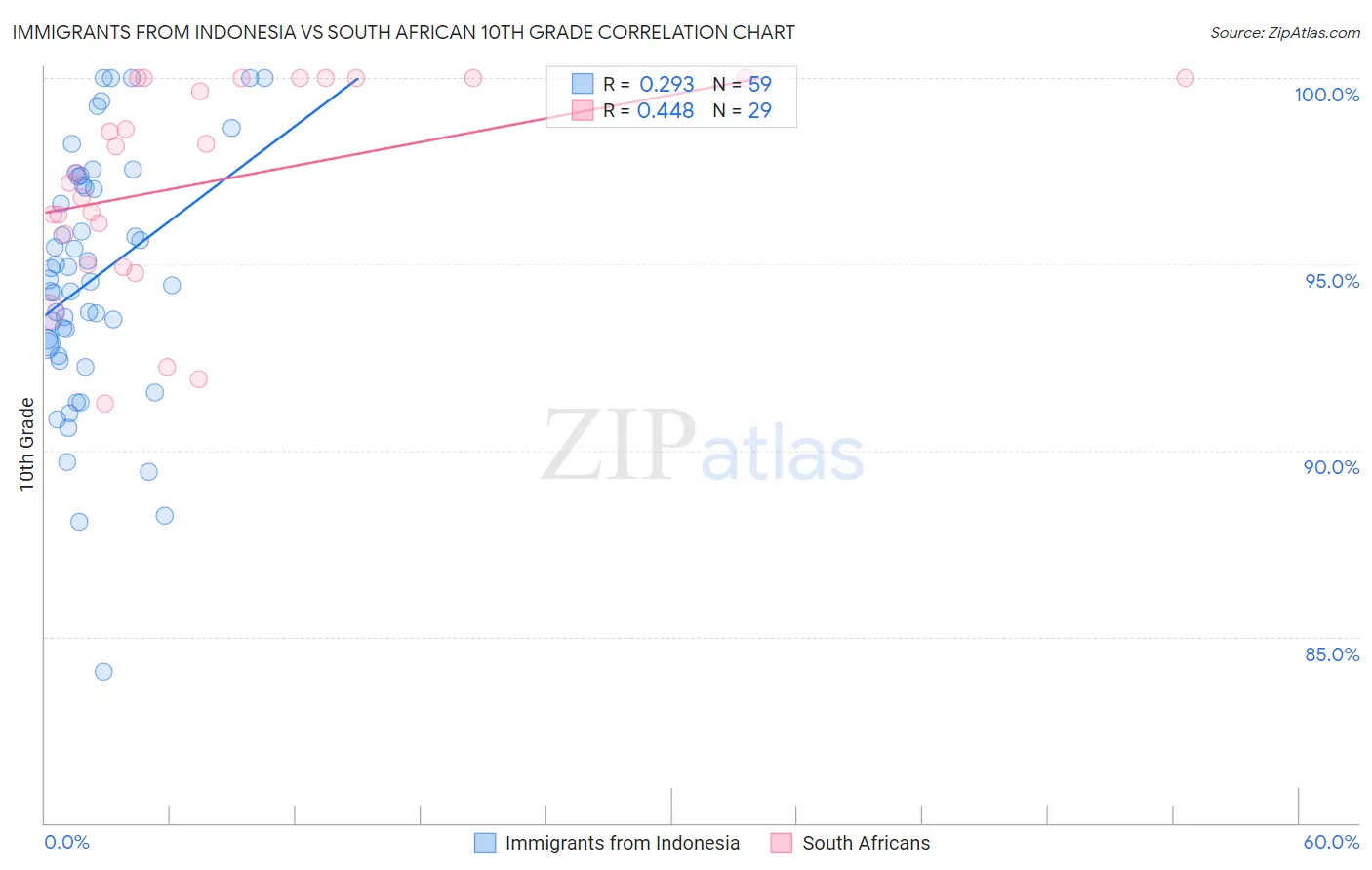 Immigrants from Indonesia vs South African 10th Grade